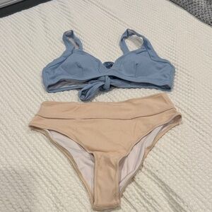 Stylish Popvil Blue and Tan Bikini Set